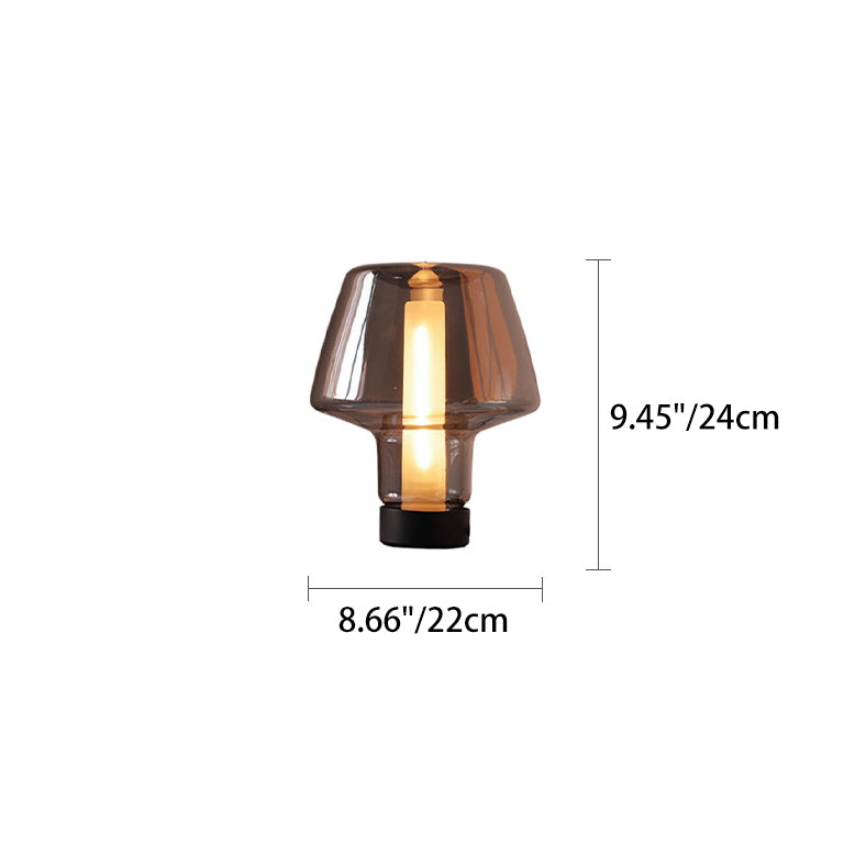 Modern Minimalist Mushroom Trapezoid Hardware Glass 1-Light Table Lamp For Bedroom