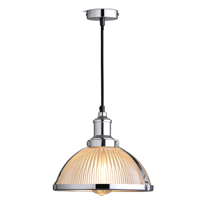 Traditional Rustic Semicircular Iron Glass 1-Light Pendant Light For Dining Room
