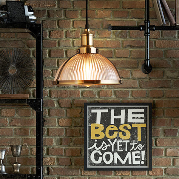 Traditional Rustic Semicircular Iron Glass 1-Light Pendant Light For Dining Room
