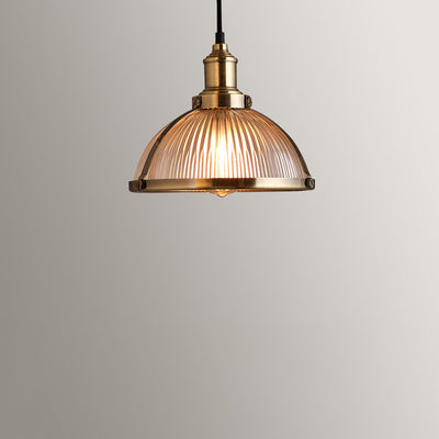 Traditional Rustic Semicircular Iron Glass 1-Light Pendant Light For Dining Room