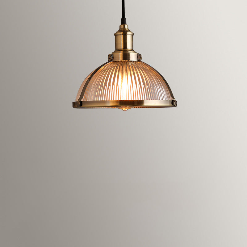 Traditional Rustic Semicircular Iron Glass 1-Light Pendant Light For Dining Room