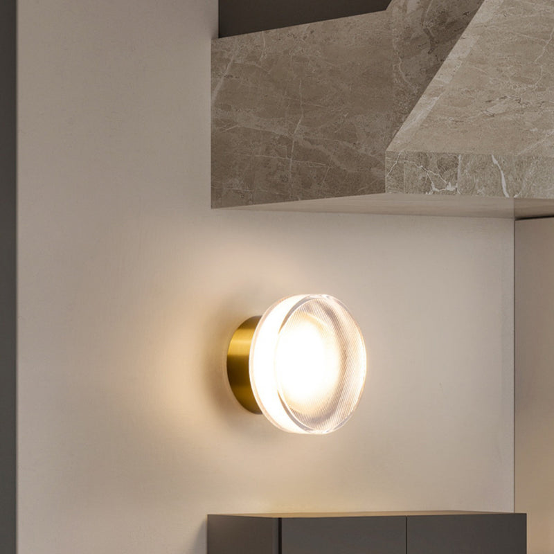 Contemporary Scandinavian Round Cylindrical Iron Acrylic LED Semi-Flush Mount Ceiling Light For Bedroom