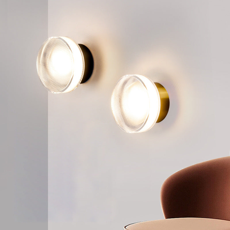 Contemporary Scandinavian Round Cylindrical Iron Acrylic LED Semi-Flush Mount Ceiling Light For Bedroom