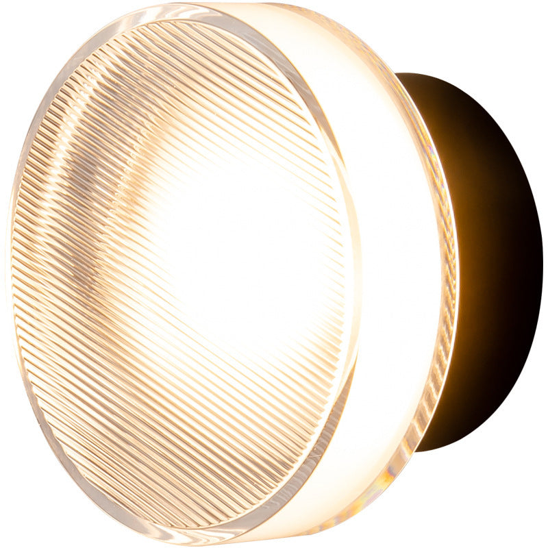 Contemporary Scandinavian Round Cylindrical Iron Acrylic LED Semi-Flush Mount Ceiling Light For Bedroom