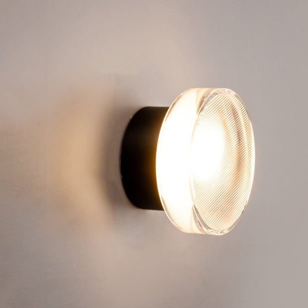 Contemporary Scandinavian Round Cylindrical Iron Acrylic LED Semi-Flush Mount Ceiling Light For Bedroom