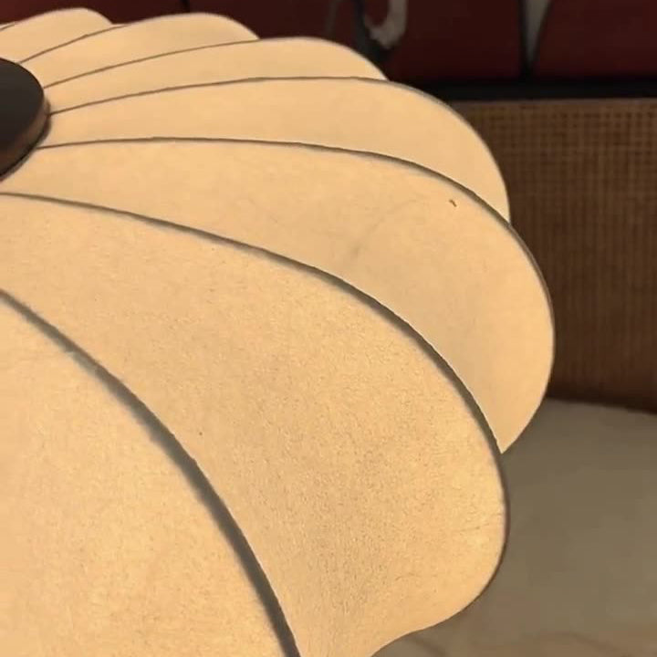 Traditional Chinese Circular Ball Ring Wood Fabric 1-Light Pendant Light For Bedroom
