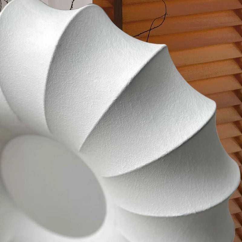 Traditional Chinese Circular Ball Ring Wood Fabric 1-Light Pendant Light For Bedroom