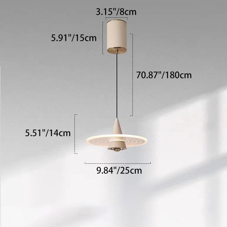 Modern Minimalist Triangular Ring Cylinder Hardware Acrylic LED Pendant Light For Bedroom