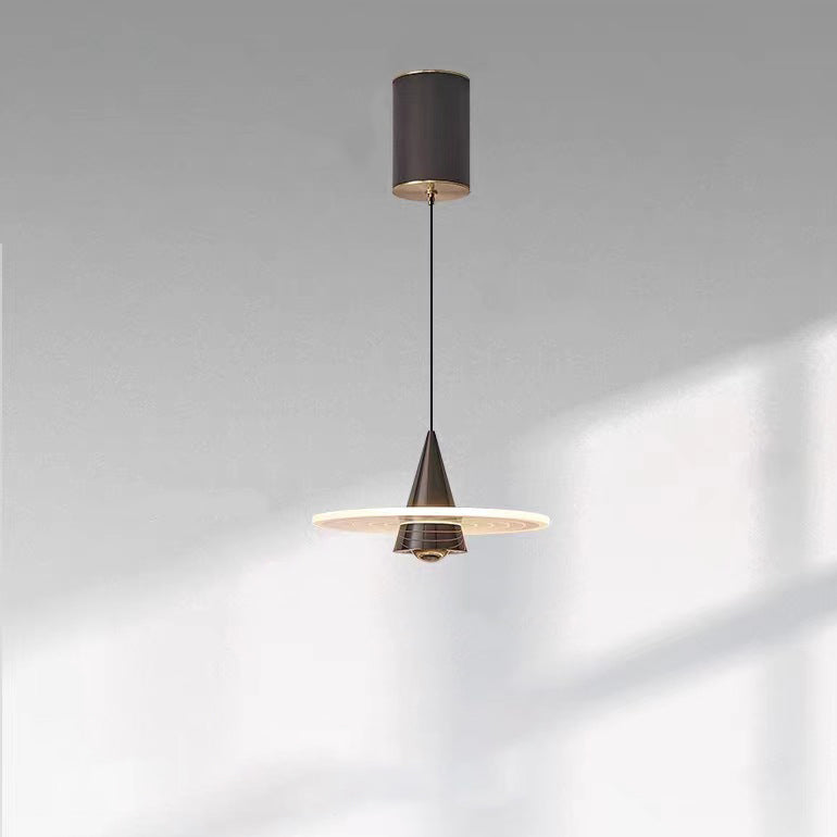 Modern Minimalist Triangular Ring Cylinder Hardware Acrylic LED Pendant Light For Bedroom