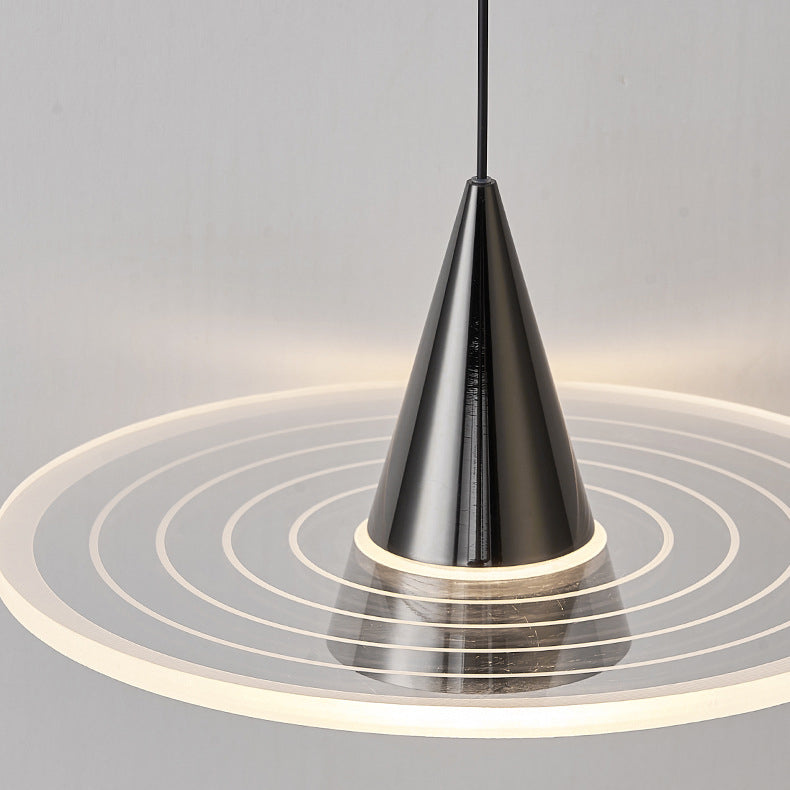 Modern Minimalist Triangular Ring Cylinder Hardware Acrylic LED Pendant Light For Bedroom