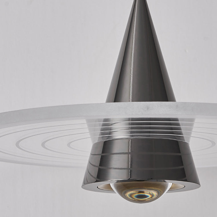 Modern Minimalist Triangular Ring Cylinder Hardware Acrylic LED Pendant Light For Bedroom