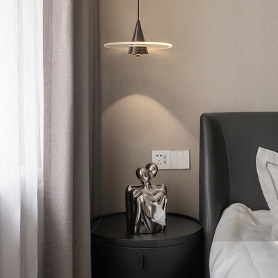 Modern Minimalist Triangular Ring Cylinder Hardware Acrylic LED Pendant Light For Bedroom