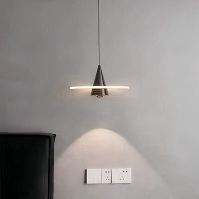Modern Minimalist Triangular Ring Cylinder Hardware Acrylic LED Pendant Light For Bedroom