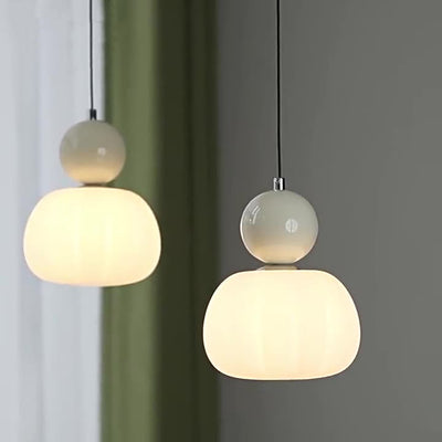 Contemporary Scandinavian Pumpkin Shell Iron Acrylic 1-Light Pendant Light For Bedroom