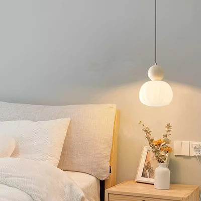 Contemporary Scandinavian Pumpkin Shell Iron Acrylic 1-Light Pendant Light For Bedroom