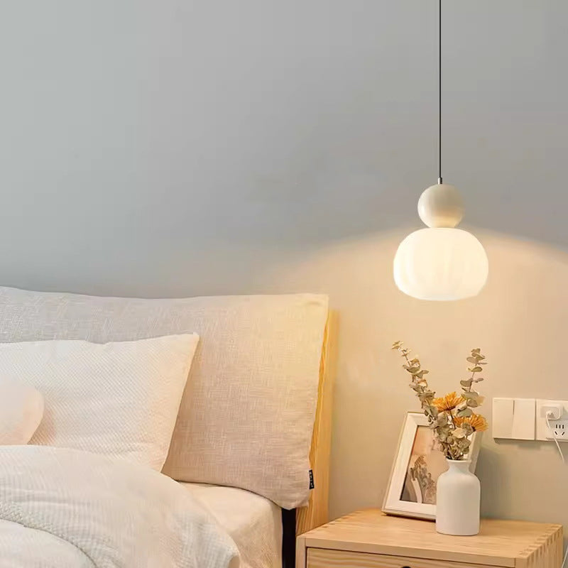 Contemporary Scandinavian Pumpkin Shell Iron Acrylic 1-Light Pendant Light For Bedroom