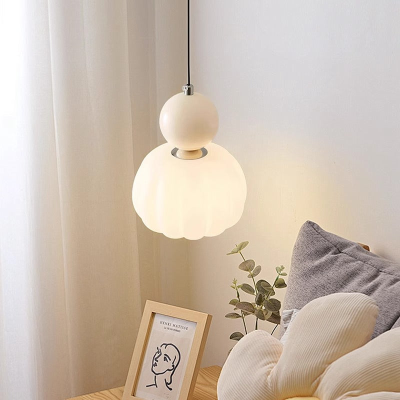 Contemporary Scandinavian Pumpkin Shell Iron Acrylic 1-Light Pendant Light For Bedroom