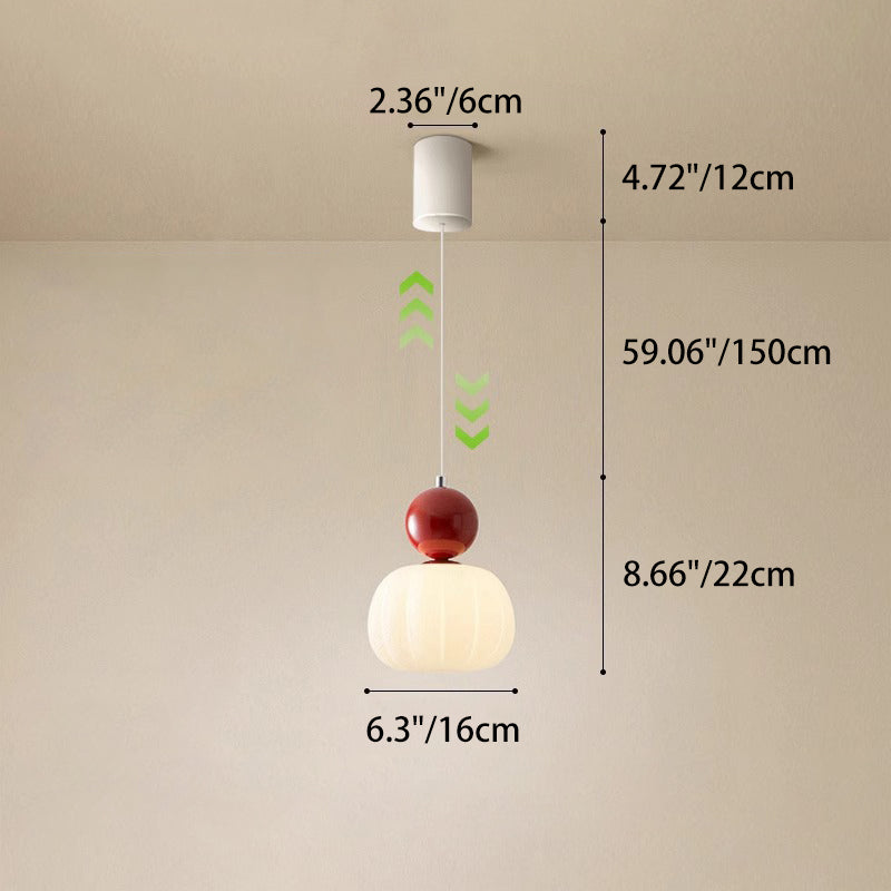 Lámpara colgante contemporánea escandinava de calabaza de hierro acrílico de 1 luz para dormitorio 