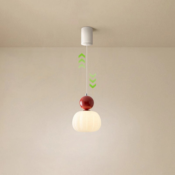 Lámpara colgante contemporánea escandinava de calabaza de hierro acrílico de 1 luz para dormitorio 
