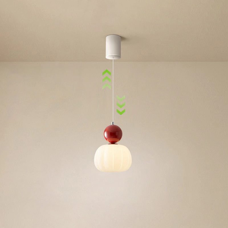 Contemporary Scandinavian Pumpkin Shell Iron Acrylic 1-Light Pendant Light For Bedroom