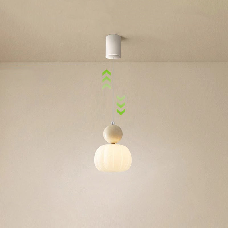 Contemporary Scandinavian Pumpkin Shell Iron Acrylic 1-Light Pendant Light For Bedroom