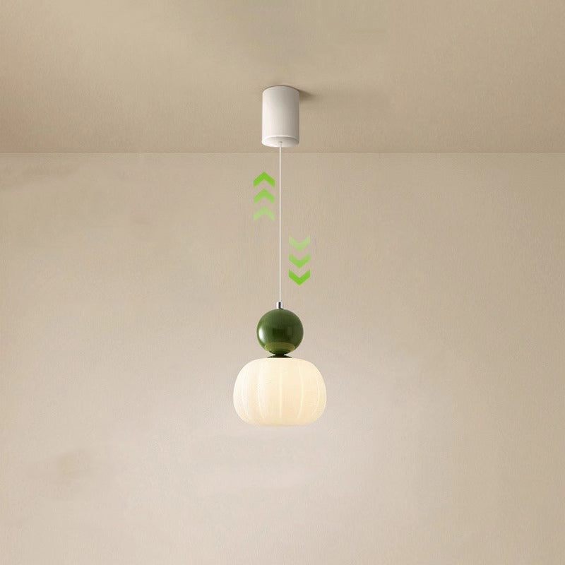 Contemporary Scandinavian Pumpkin Shell Iron Acrylic 1-Light Pendant Light For Bedroom