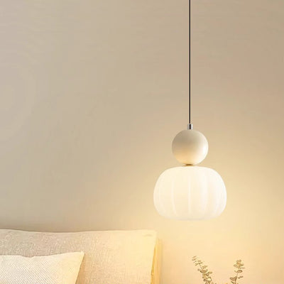 Contemporary Scandinavian Pumpkin Shell Iron Acrylic 1-Light Pendant Light For Bedroom