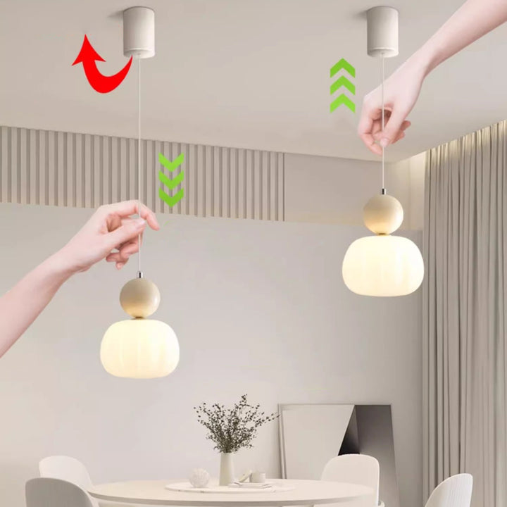 Lámpara colgante contemporánea escandinava de calabaza de hierro acrílico de 1 luz para dormitorio 