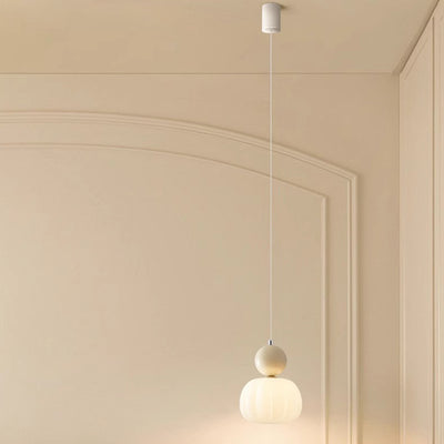 Contemporary Scandinavian Pumpkin Shell Iron Acrylic 1-Light Pendant Light For Bedroom