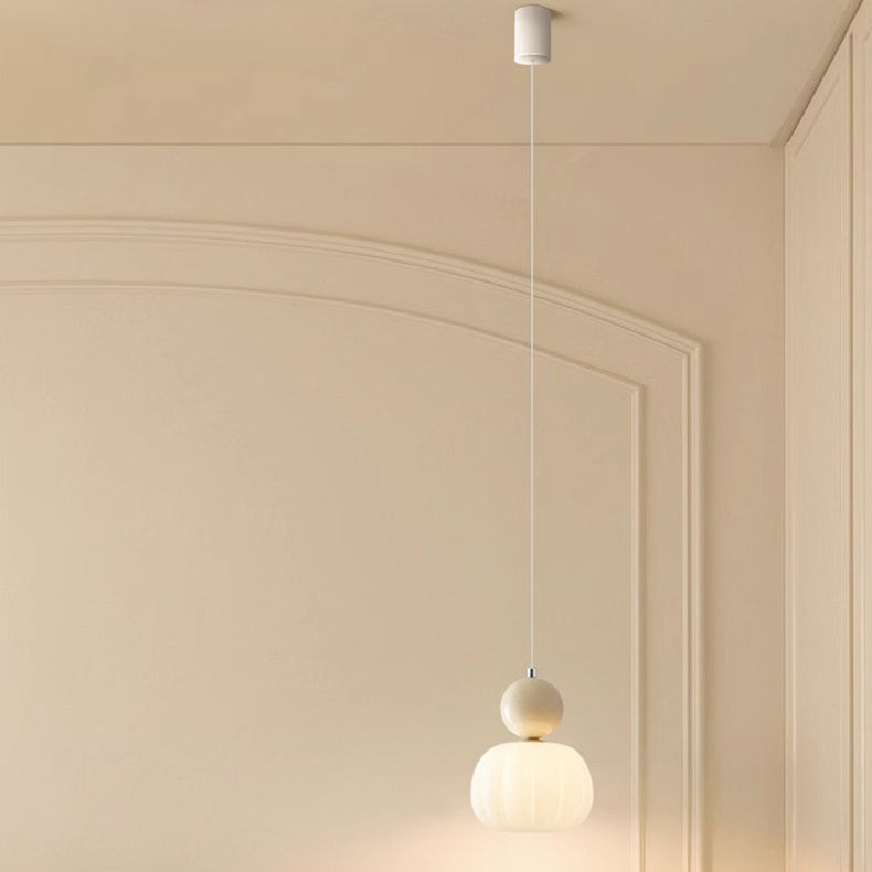 Contemporary Scandinavian Pumpkin Shell Iron Acrylic 1-Light Pendant Light For Bedroom