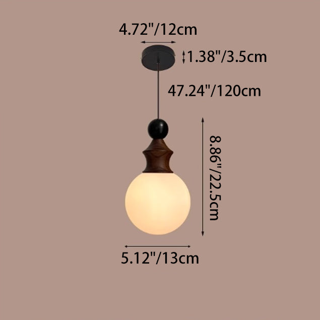 Traditional Vintage Round Ball Ambient Iron Glass 1-Light Pendant Light For Bedroom