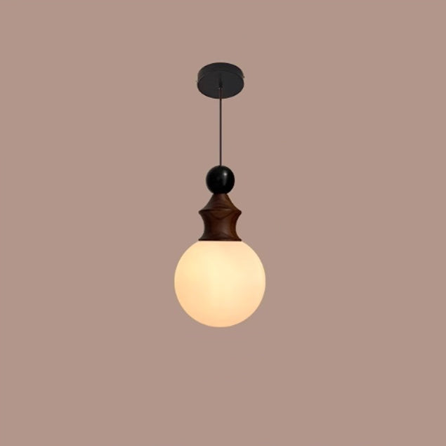 Traditional Vintage Round Ball Ambient Iron Glass 1-Light Pendant Light For Bedroom