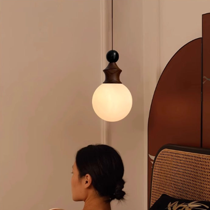 Traditional Vintage Round Ball Ambient Iron Glass 1-Light Pendant Light For Bedroom