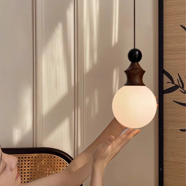 Traditional Vintage Round Ball Ambient Iron Glass 1-Light Pendant Light For Bedroom