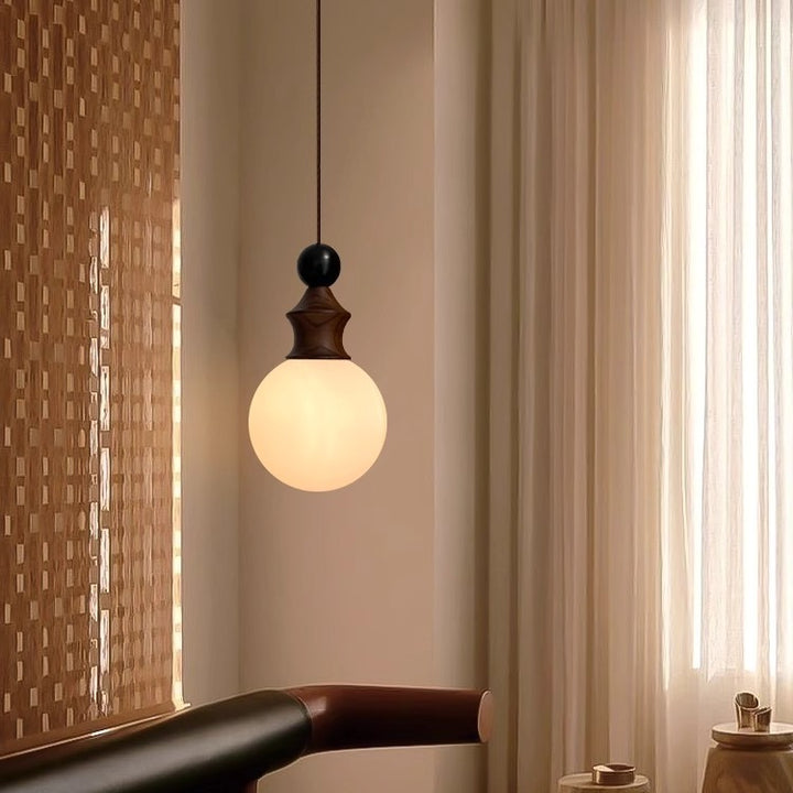 Traditional Vintage Round Ball Ambient Iron Glass 1-Light Pendant Light For Bedroom