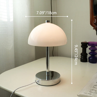 Modern Minimalist Spherical Half Circle Iron Glass 1-Light Table Lamp For Bedroom