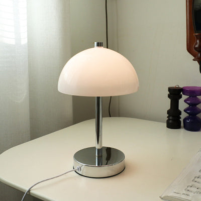 Modern Minimalist Spherical Half Circle Iron Glass 1-Light Table Lamp For Bedroom