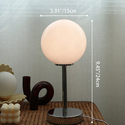 Modern Minimalist Spherical Half Circle Iron Glass 1-Light Table Lamp For Bedroom