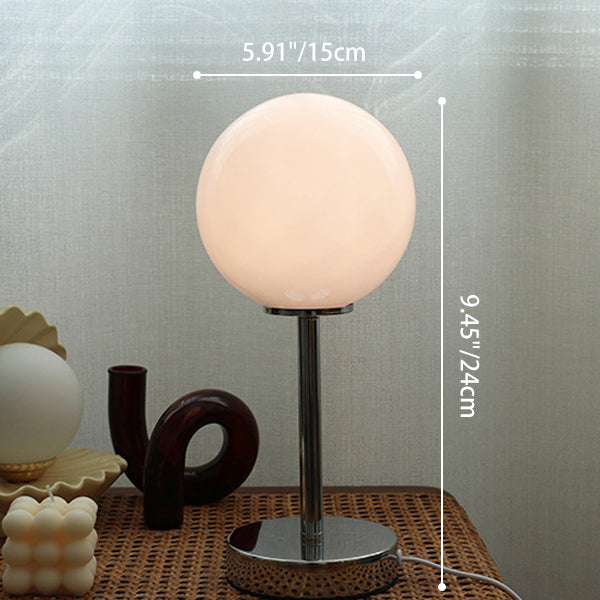 Modern Minimalist Spherical Half Circle Iron Glass 1-Light Table Lamp For Bedroom