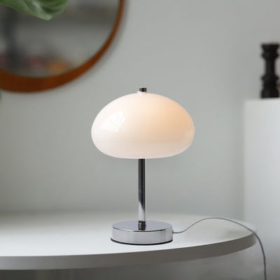 Modern Minimalist Spherical Half Circle Iron Glass 1-Light Table Lamp For Bedroom