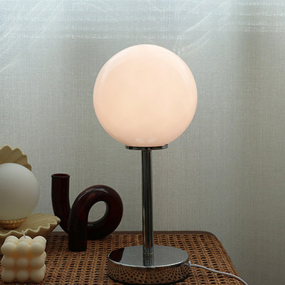 Modern Minimalist Spherical Half Circle Iron Glass 1-Light Table Lamp For Bedroom