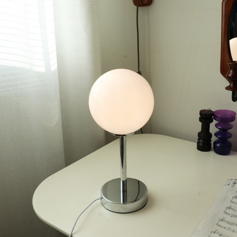 Modern Minimalist Spherical Half Circle Iron Glass 1-Light Table Lamp For Bedroom