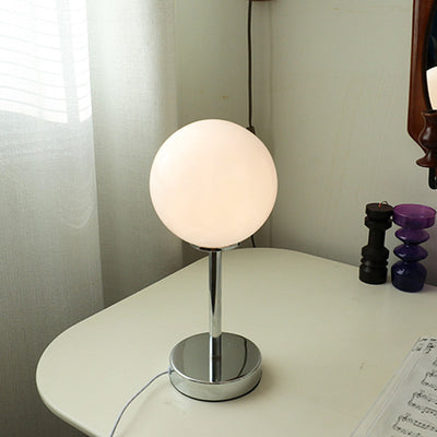 Modern Minimalist Spherical Half Circle Iron Glass 1-Light Table Lamp For Bedroom