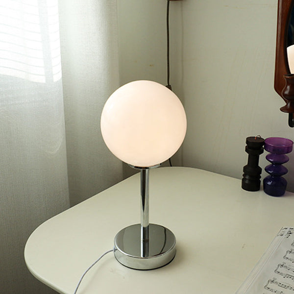 Modern Minimalist Spherical Half Circle Iron Glass 1-Light Table Lamp For Bedroom