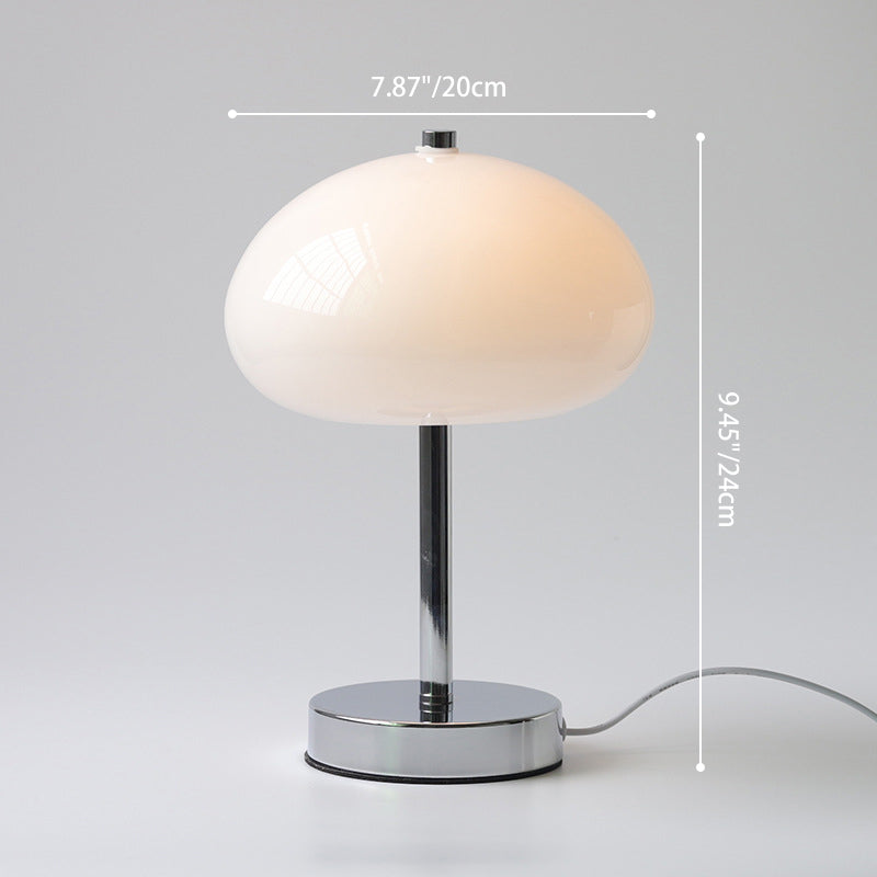 Modern Minimalist Spherical Half Circle Iron Glass 1-Light Table Lamp For Bedroom