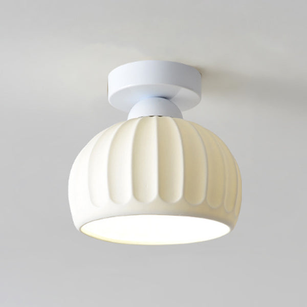 Modern Minimalist Round Flower Iron Ceramic 1-Light Semi-Flush Mount Ceiling Light For Hallway