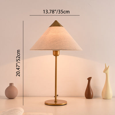 Modern Minimalist Conical Trapezoidal Warm Atmosphere Iron Fabric 1-Light Table Lamp For Bedroom