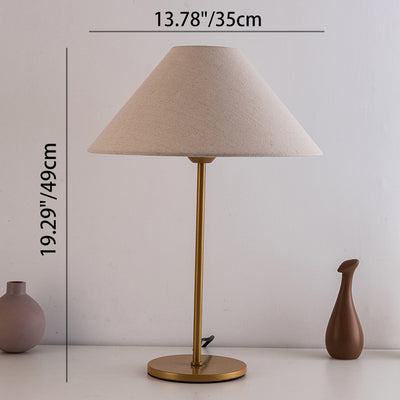 Modern Minimalist Conical Trapezoidal Warm Atmosphere Iron Fabric 1-Light Table Lamp For Bedroom