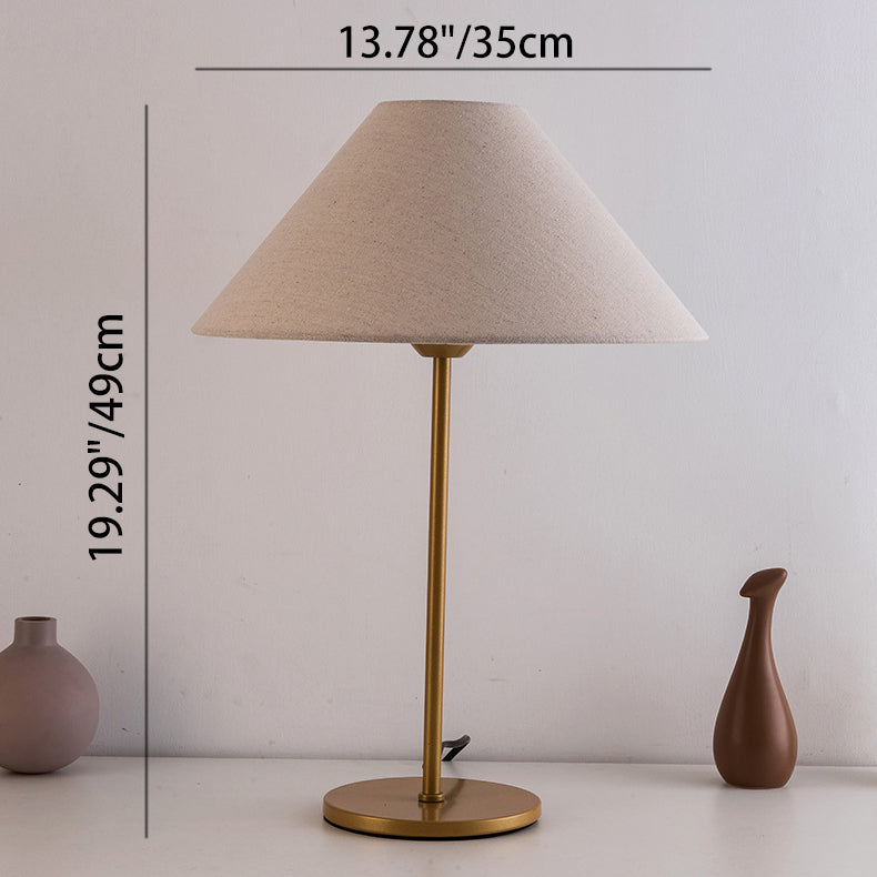 Modern Minimalist Conical Trapezoidal Warm Atmosphere Iron Fabric 1-Light Table Lamp For Bedroom