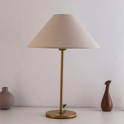 Modern Minimalist Conical Trapezoidal Warm Atmosphere Iron Fabric 1-Light Table Lamp For Bedroom